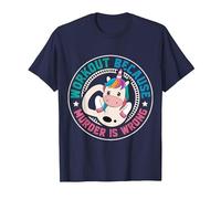 Workout Because Murder Is Wrong Funny Unicorn Gym Fitness Maglietta, Uomo, Navy, XL