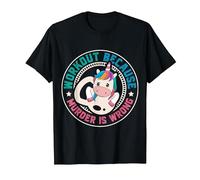 Workout Because Murder Is Wrong Funny Unicorn Gym Fitness Maglietta, Uomo, Nero, XXL