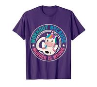 Workout Because Murder Is Wrong Funny Unicorn Gym Fitness Maglietta, Uomo, Viola, S