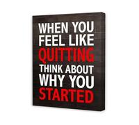 Workout Motivation Wall Art When You Feel Like Quitting Think About Why You Started Quote Canvas Print for Home Gym Office Decor(Framed,12X18inch(30X45cm))