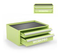 WORKPRO 12.5 Mini cassetta degli attrezzi con 2 cassetti e 1 piccola cassetta degli attrezzi in metallo con coperchio aperto con rivestimenti in