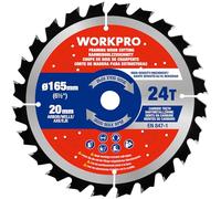 WORKPRO 165mm Lame per Sega Circolare a 24 Denti, 165 mm x 24 Denti x 20 mm di Foro, Ideale per Legno, Compensato, MDF, Cartongesso, Laminato e Plastica