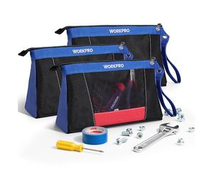 WORKPRO 30,5 cm Tool Pouch with Zipper, Heavy Duty Small Tool Bag Utility Utility Small Tool Pouch for Tool Organizers and Storage, Mini Tool Bag, 3 Pack