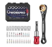 WORKPRO 34 Pezzi Mini Set Chiavi a Bussola con 1/4" Cricchetto a 72 Denti, Kit chiavi a bussola Portatile, 23 Punte in Acciaio S2, Ideale per Lavori Meccanici
