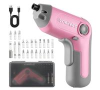 WORKPRO Avvitatore a Batteria da 3,6 V, Avvitatore Elettrico a Batteria, Set di Cacciavite Elettrico, Design Eccentrico, Punte Cr-V, con Portapunte Magnetico, Luce LED e Scatola Portatile,Rosa