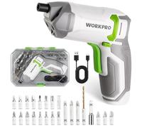 WORKPRO Avvitatore Elettrico da 3,6 V, Cacciaviti Eccentrici a Batteria da 2,0 Ah, 7 Nm, 2 Direzioni di Rotazione + Lampada LED, 24 Bit, Cavo di Ricarica USB, per Fai da Te, Bianco