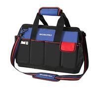 WORKPRO Borsa per attrezzi, 45,7 cm con base modellata impermeabile, borsa organizer per attrezzi con 20 tasche, tracolla regolabile