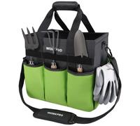 WORKPRO Borsa portautensili da giardino, organizer robusto per giardinaggio con 10 tasche e tracolla lunga regolabile, organizer per kit di attre