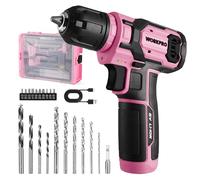 WORKPRO Cacciavite Elettrico a Batteria 8V, Trapano Avvitatore con Velocità Variabile, Luce LED, con 21 Accessori, Rosa