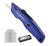 WORKPRO Coltello di Sicurezza, Coltello Retrattile, Coltello Taglierino con 10 Lama di Ricambio a Cambio Rapido, Blu