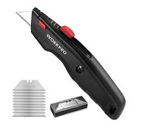 WORKPRO Coltello di Sicurezza, Coltello Retrattile, Coltello Taglierino con 10 Lama di Ricambio a Cambio Rapido, Nero