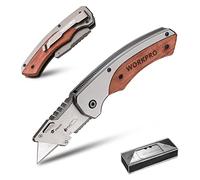 WORKPRO Coltello Multiuso con Manico in Legno, Lama in Metallo Pesante
