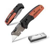 WORKPRO Coltello Multiuso, con Manico in Legno, Taglierino con Clip da Cintura, con 10 Lame di Ricambio SK5