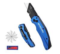WORKPRO Coltello Taglierino, con 10 Lame di Ricmabio, Taglierino Blu, Lame a Cambio Rapido, Adatto per Tagliare Carta, Cartone, Plastica