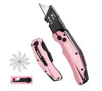 WORKPRO Coltello Taglierino, con 10 Lame di Ricmabio, Taglierino Rosa, Lame a Cambio Rapido, Adatto per Tagliare Carta, Cartone, Plastica