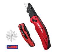 WORKPRO Coltello Taglierino,con 10 Lame di Ricmabio, Taglierino Rosso, Lame a Cambio Rapido, Adatto per Tagliare Carta, Cartone, Plastica