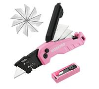 WORKPRO Coltello Taglierino, con 13 Lame di Ricmabio, Taglierino Rosa, Lame a Cambio Rapido, Adatto per Tagliare Carta, Cartone, Plastica