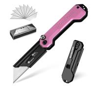WORKPRO Coltello Taglierino Multiuso, Coltello Multifunzione Tascabile con Manico in G10, Cutter Professionale con10 lame SK5 di Ricambio, Ideale per Carta, Corda, Plastica e Tappto - Rosa