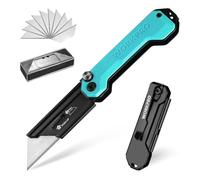 WORKPRO Coltello Taglierino Multiuso, Coltello Multifunzione Tascabile con Manico in G10, Cutter Professionale con10 lame SK5 di Ricambio, Ideale per Carta, Corda, Plastica e Tappto - Azzuro