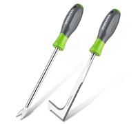 WORKPRO Estirpatore Erbacce Manuale 2 Pezzi, sarchiatore per erbacce con bordo seghettato, estirpatore erbacce da giardino per rimuovere muschio ed erbacce