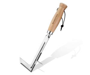 WORKPRO Estirpatore Erbacce Manuale da 30,5 cm con Manico in Legno, Attrezzo per Togliere Erbacce in INOX - Spatola Diserbante a Forma di L per Viali, Giardini, Terrazze, Pavimentazioni e Muschio