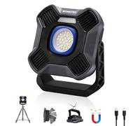 WORKPRO Faretto da Lavoro Ricaricabile 4000mAh, 2000LM di picco, 5 Modalità Luce - Bianca/Calda/Rossa, Staffa Regolabile 180°, Ganci + Magneti, Cavo Type-C incluso, Funzione Power Bank