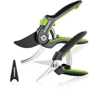 WORKPRO Forbici da Potatura 2 Pezzi - Cesoie Bypass SK5 210 mm per Rami Freschi, da Raccolta 160 mm per Fiori e Frutta, per Rose e Giardinaggio