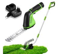 WORKPRO Forbici Tagliaerba e Tagliasiepi 12V 2 in 1 con Asta Telescopica | e Ruote, Cesoie Elettriche da Giardino con Batteria 2.0Ah, 2 Lame per Erba e Arbusti con Caricatore