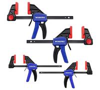 WORKPRO Mini Morsetti da Falegname 4 Pezzi, Set di Morsetti per Legno a Sgancio Rapido, Strettoio da Falegname 120/150mm, Morsetti a barra Serraggio 23/68kg, Ideale per Piccoli Lavori di Falegnameria