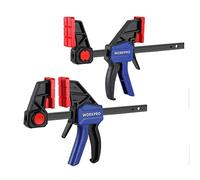 WORKPRO Morsetti da Falegname Professionali 2 Pezzi, Set di Morsetti per Legno 150mm Forza di Serraggio 136 kg, Sgancio Rapido per il Serraggio e l'allungamento, Fissaggio del Legno con una Sola Mano