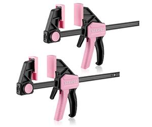 WORKPRO Morsetto da Falegname Rosa 2 Pezzi, Set di Morse per Legno a Sgancio Rapido, Larghezza di Serraggio 150mm, Intervallo di Allungamento 135mm-285mm, Forza di Serraggio Massima 68kg