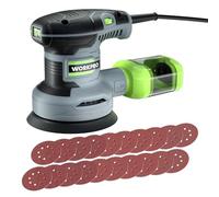 WORKPRO Orbitale 125mm, Rotorbitale 300W 7000-13000 OPM, Eccentrica con Aspirazione e Contenitore Polvere, 20 Pezzi Carta Abrasiva