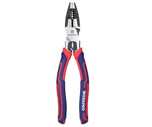 WORKPRO Pinza Combinata 5 in 1 con Spelafili/Crimpatrice/Taglierina/Chiave Inglese/Pinza Universale da 209mm per Filo da 16-12 AWG (1,3-2,0mm), Utensili Manuali Multiuso Cr-V per Elettricisti