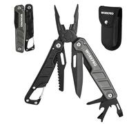 WORKPRO Pinza Multiuso, Pinza Multuso con Coltello, Cacciavite | 11 in 1 Pinza Tascabile Multifunzione in Acciaio Inossidabile, con Fibbia da Alpinismo e Borsa Oxford (verde e nero)