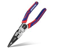 WORKPRO Pinze a becco da 8 pollici, pinze multiuso a becco lungo con funzione spellafili, crimpatrice/taglierina, pinza per utensili manuali in acciaio CRV per uso domestico