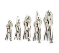 Workpro Pinze Fissaggio CR-V Set 5 Pezzi Becco Curvo e Lungo WP201002