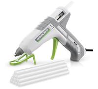 WORKPRO Pistola per Colla a Caldo con 10 Stick, Riscaldamento Rapido 90s, Due Modalità di Temperatura, Incollaggio 9-12 g/min, Supporto a 3 Punti, Ideale per Fai da Te e Riparazioni, Grigio e Bianco