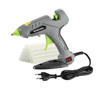 WORKPRO Pistola per colla calda 60 W con 20 bastoncini di colla 11 x 100 mm, pistola per colla elettrica di riscaldamento rapido per riparazione, arte e fai da te, verde grigio nero