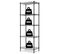 WORKPRO Ripiani in Filo Metallico per Casa e Ufficio, Scaffale Stretto, 5 Ripiani Regolabili in Acciaio, Capacità Fino a 250 kg, Dimensioni 44x29x130 cm, Leggero con 4 Piedini Regolabili, Nero