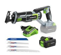 WORKPRO Sega a Gattuccio a Batteria 20V Con LED - Include 4 Lame, Batteria 4,0 A