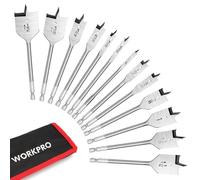 WORKPRO Set di 13 punte per trapano a forcella SAE, punte piatte per la lavorazione del legno, custodia in nylon inclusa