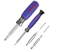 WORKPRO Set di 2 Cacciavite Multifunzione: Universale 6 in 1 e di Precisione 4 in 1 (Piatta, Phillips), Doppia Punta Intercambiabile per Lavori di Manutenzione