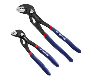 Workpro Set di 2 pinze idrauliche da 180 mm e 250 mm, regolazione rapida, per tubi e pompe dell’acqua, a giunto scorrevole, con ganasce molto ampie e impugnatura antiscivolo