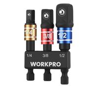 WORKPRO Set di 3 Adattatori per Bussole a Impatto, Attacco Esagonale da 1/4" per