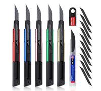 WORKPRO Set di 5 Taglierine Professionali, Taglierina Standard Staccabile da 9mm, Coltello Grafico con 10 Lame di Ricambio SK5, Ideale per Tagliare Carta, Cartone