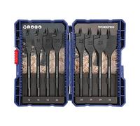 WORKPRO Set di 8 punte per legno piatte per legno, asta esagonale a cambio rapido da 6,35 mm, 12 mm/16 mm/18 mm/20 mm/22 mm/25 mm/28 mm/32 mm, custodia per riporre oggetti