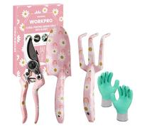 WORKPRO Set di attrezzi da giardino da 4 pezzi, attrezzi da giardino con scatola regalo, pala da giardino, cesoie da giardino, guanti da giardino, regali per giardinieri, regalo per il giardino rosa