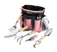 WORKPRO Set di Attrezzi da Giardino Rosa 8 Pezzi, Utensili da Giardino con Borsa da Giardino, Includere Guanti da Giardinaggio, Cesoia da Potatura ecc, Regali da Giardino per Uomo Donna