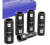 WORKPRO Set di Bussole a Percussione da 5 Pezzi, Bussole a Doppia Testa, Bussole da 1/2" con Barra e Scatola, per Dadi e Bulloni