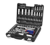 WORKPRO Set di Chiavi a Bussola con Cricchetto 1/4''+ 1/2'' 108 Pezzi, Custodia Portatile, Maniglia Girevole, Barra di Prolunga, Kit di Attrezzi Meccanici per Auto
